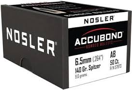 50 Nosler Geschosse .264, 140 grain, ACCUBOND SPITZER, NEU – Bild 1