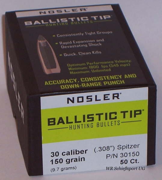 50St. NOSLER Geschosse .30(.308Dia.) - 150 - BALLISTIC TIP - #30150 – Bild 1
