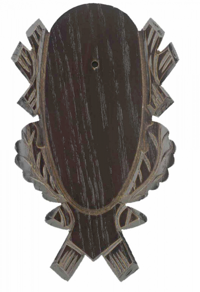 1 x Trophäenbrett EICHE 4 DUNKEL geschnitzt 18x9cm | Rehbock Trophäe Trohäenbrett Bockschild Geweih – Bild 1