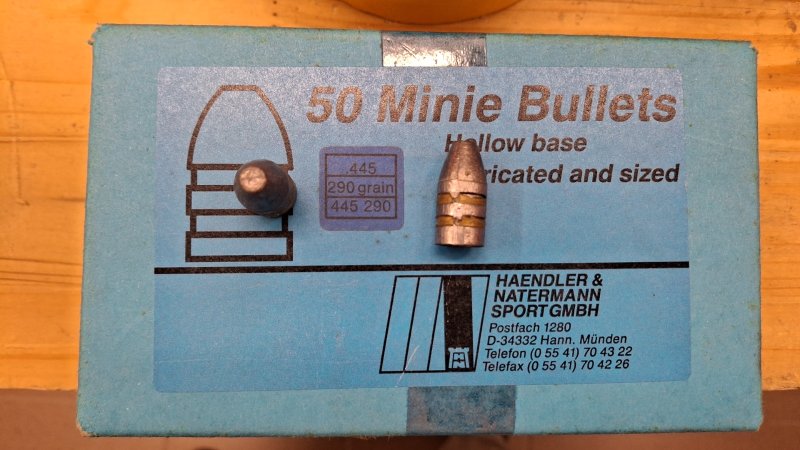 .445 Minie-Geschosse, 290grain. H&N,100St. – Bild 1