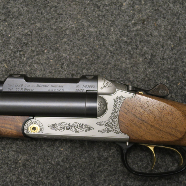 original D99 DUO LUXUS GOLD DOPPELBÜCHSDRILLING Kal. 30R Blaser 6,5x57R 20/76 no bd14 krieghoff – Bild 3