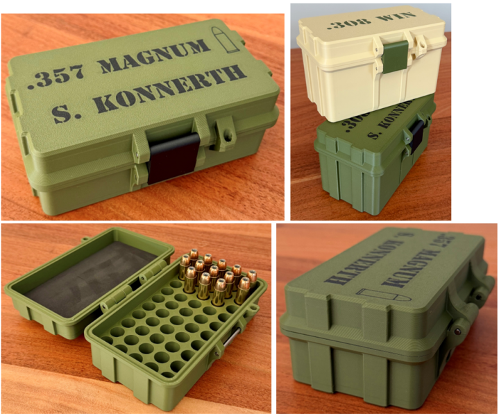 Munitionsbox .357 Magnum Ammo Box Patronen Wiederladen 50/100 Schuss personalisierbar abschließbar – Bild 1