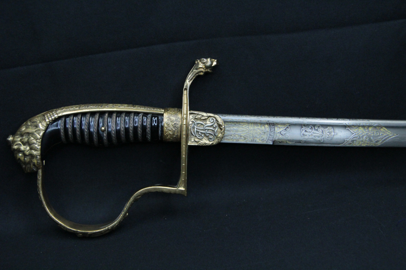 Offizierssäbel Löwenkopf Sachsen Artillerie 1. Feldartillerie Rgt Nr. 12 Eisenhauer mit Scheide FAR – Bild 1
