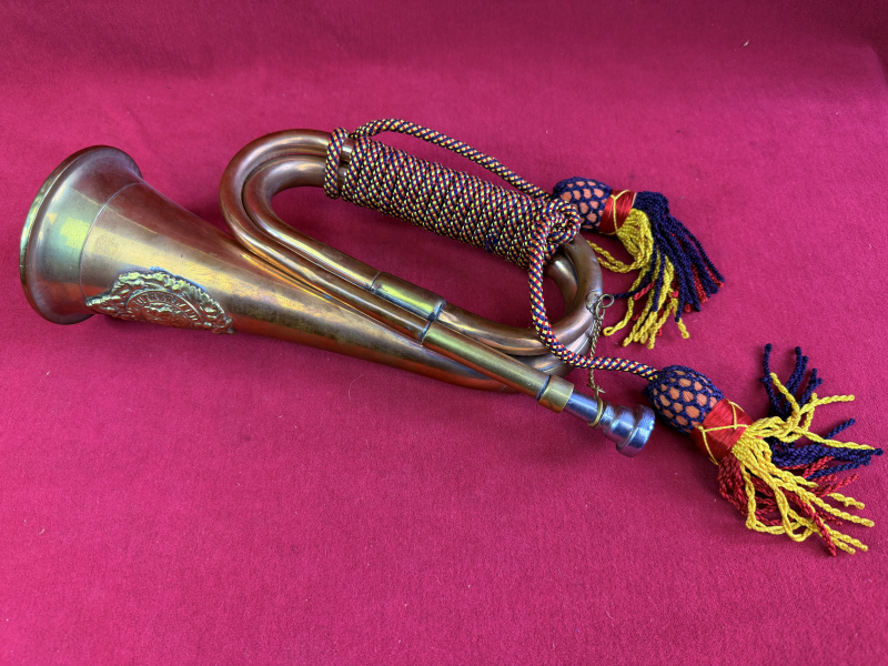 Signalhorn , Kavellerie Horn, Bugle, Kupfer Messing, mit Quaste – Bild 1