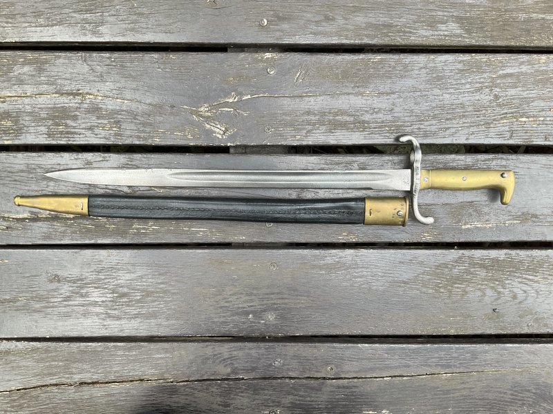 Seitengewehr 1871 NUMMERNGLEICH mit Lederscheide – Bild 2