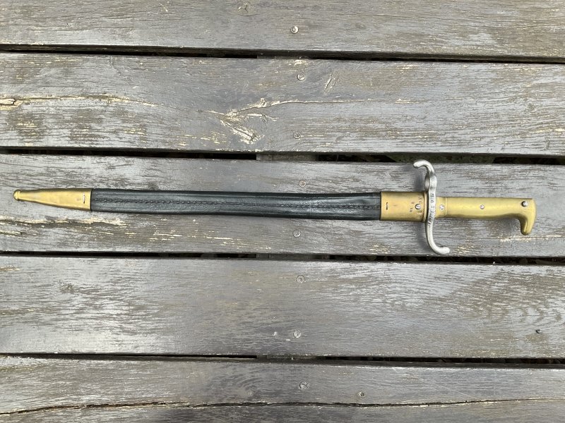 Seitengewehr 1871 NUMMERNGLEICH mit Lederscheide – Bild 3