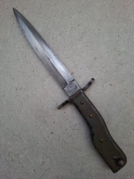aufpflanzbarer DEMAG DUISBURG dt. Ganzstahl Grabendolch WK I Kampfmesser Bajonett, Solingen, SG84/98 – Bild 4