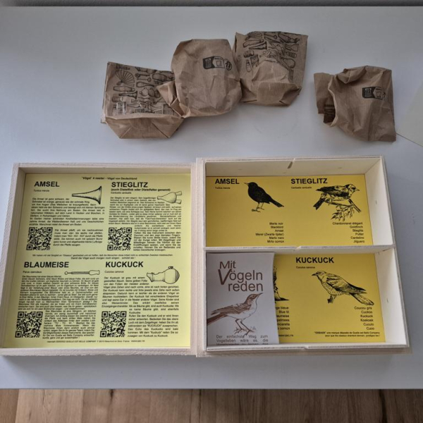 NEUES handgemachtes Vogelpfeifchen-Set in Holzbox - Amsel, Stieglitz, Blaumeise und Kuckkuck – Bild 2