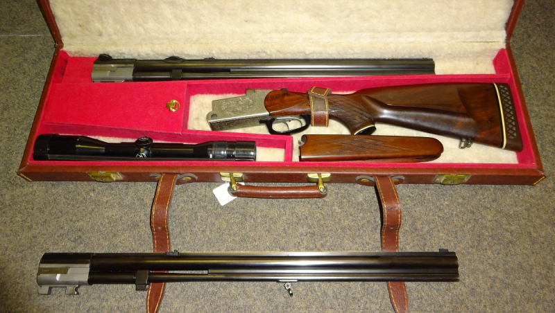 BLASER BBF-Set 7x57R+12/70 und .22Horner+12/70 sehr edel im Lederkoffer Bockbüchsflinte. EU wide – Bild 1