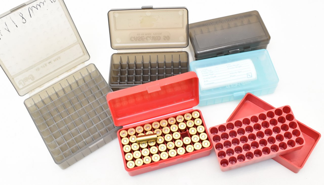 6 MTM Patronenboxen + 50 Hülsen Kaliber .44 Rem.Mag. – Bild 2