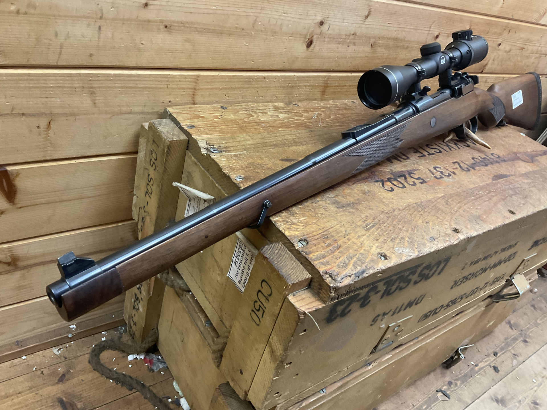 Karabiner DWM Umbau auf Stutzen jagdlich, Kal. 7x57, Stufenlauf! Leuchtpunkt! – Bild 3