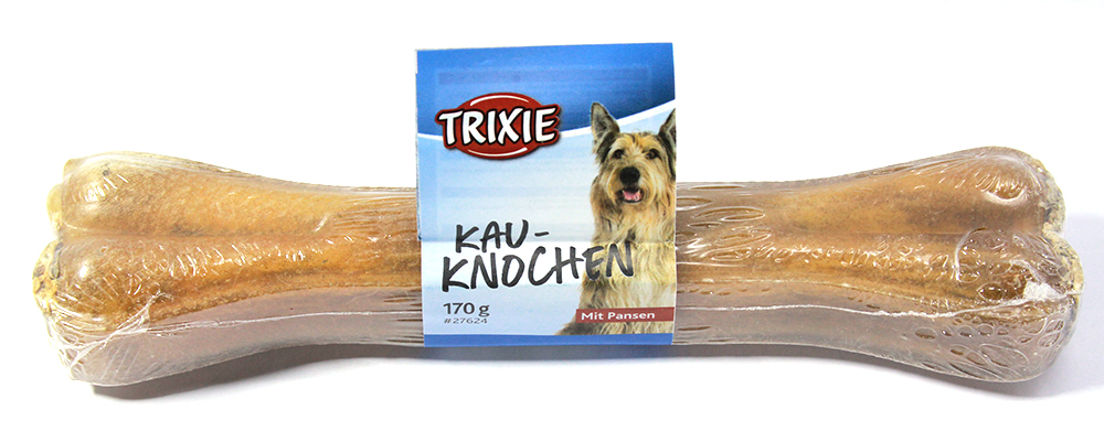 170g TRIXIE KAUKNOCHEN mit grüner Pansen Füllung - Hunde Leckerli Belohnung > getrocknete Rinderhaut – Bild 1