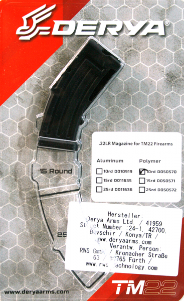 1 x 10 Schuss Ersatzmagazin für alle DERYA TM22 Modelle Selbstladefbüchse Unterhebelrepetierer 22 lr – Bild 1