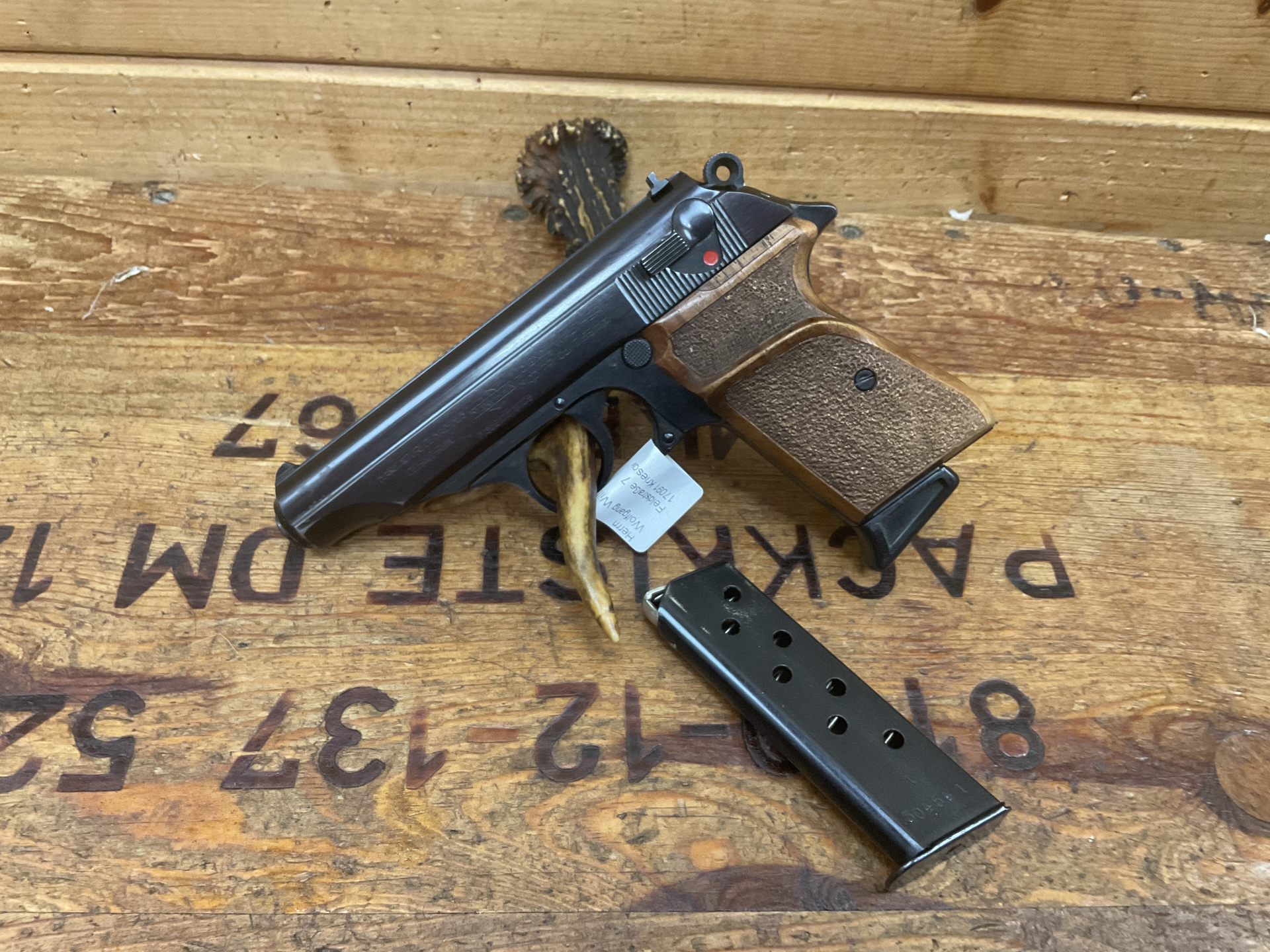 SLP MANURHIN Lic. Walther Mod.PP, Kal. 7,65mm, Holzgriffschalen – Bild 1