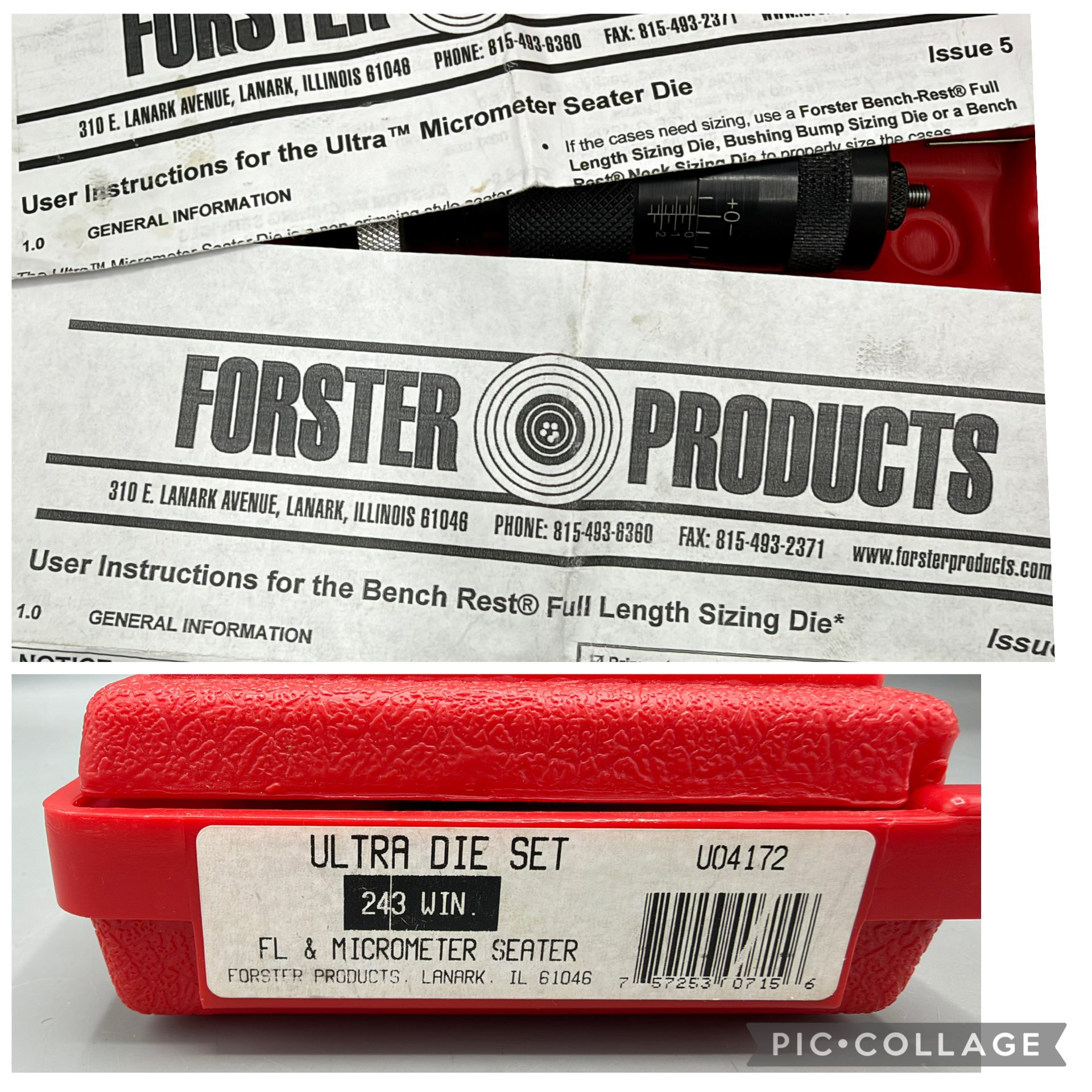 Forster Precision Bench Rest Reloading Dies Matrizen Satz .243 WIN Micrometer Full Length Sizing – Bild 4