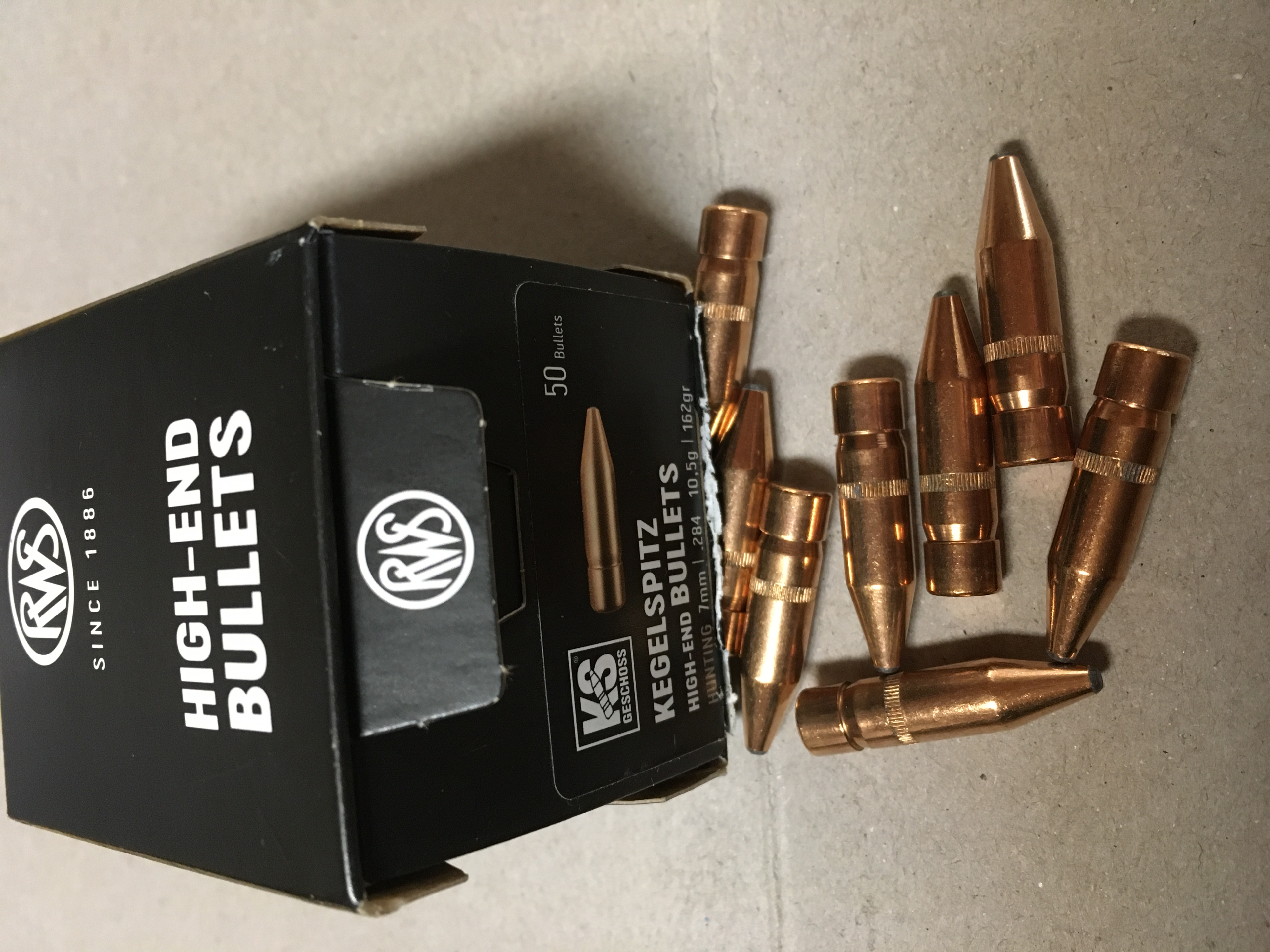 7mm/.284 10,5g/162grs Kegelspitz RWS – Bild 1