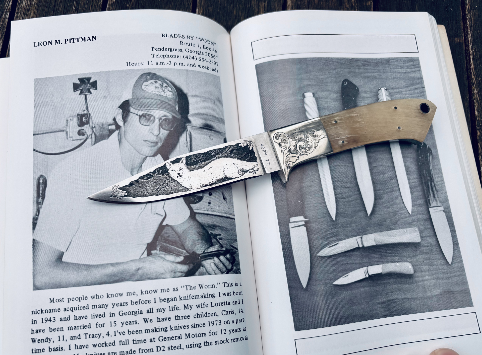 Custom Knife Leon Pittman USA 1977 graviert – Bild 5