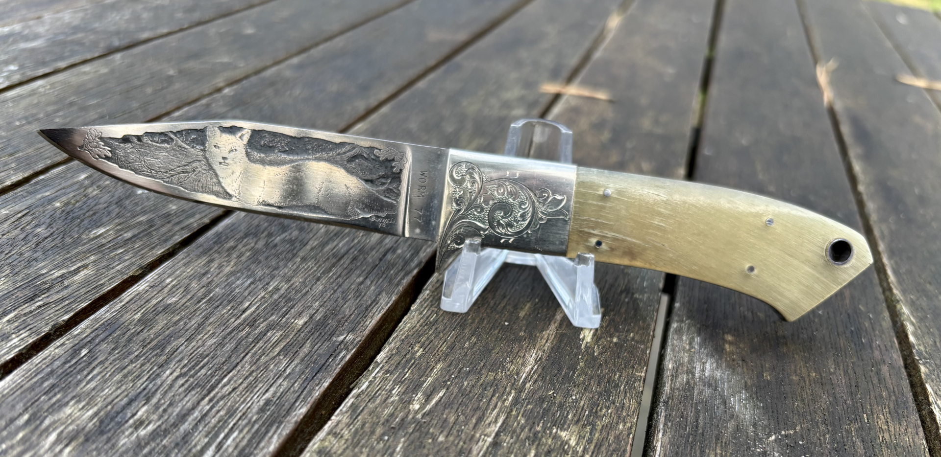 Custom Knife Leon Pittman USA 1977 graviert – Bild 1