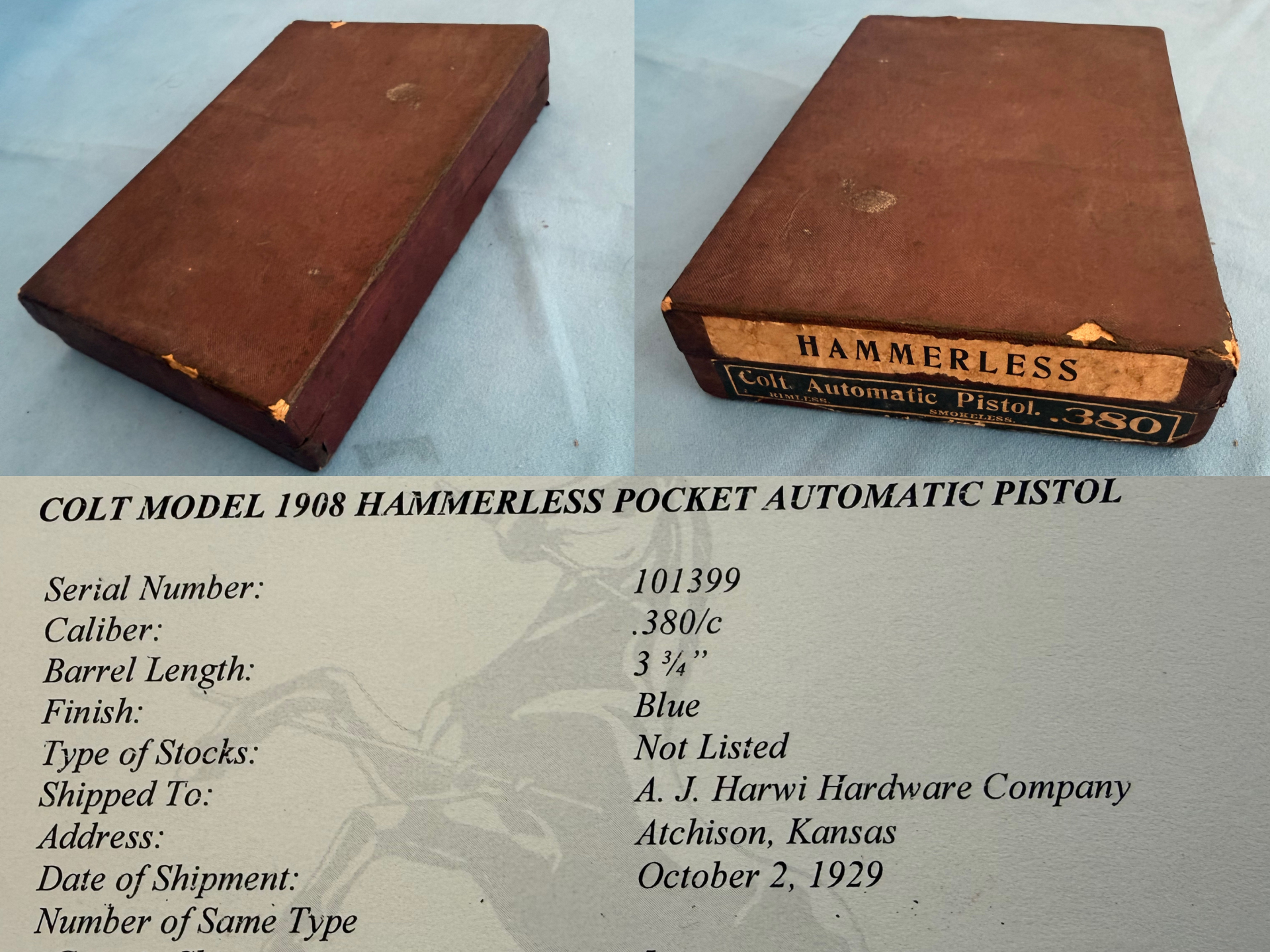 Colt Model 1908 Pocket Hammerless – .380 – BJ 1929 – Box & Factory Letter - New Photos – Bild 5