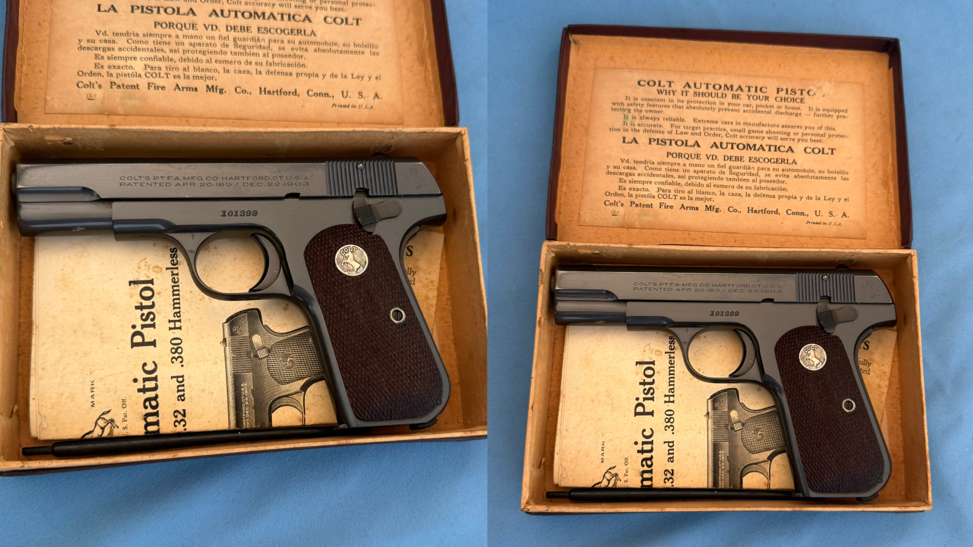 Colt Model 1908 Pocket Hammerless – .380 – BJ 1929 – Box & Factory Letter - New Photos – Bild 1