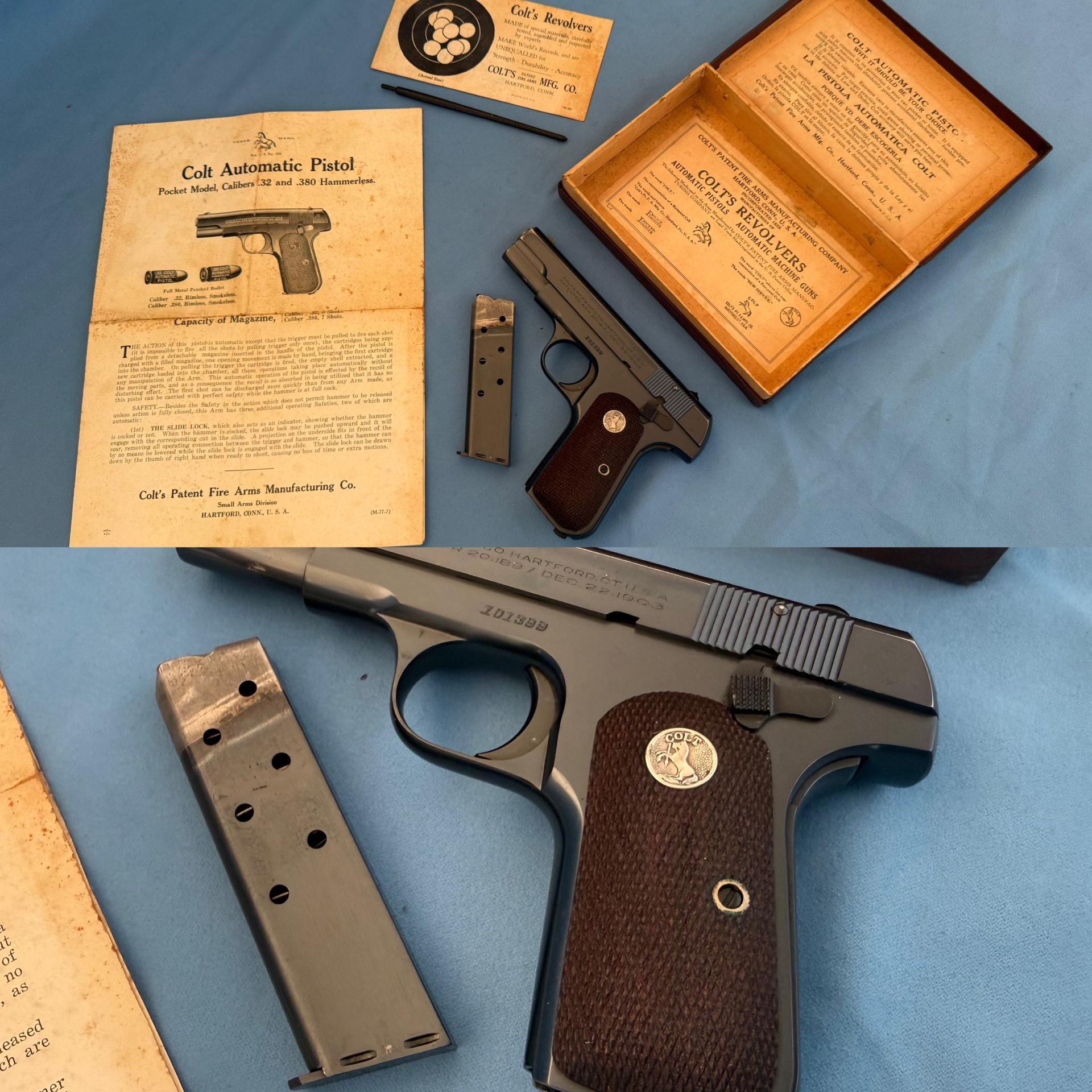Colt Model 1908 Pocket Hammerless – .380 – BJ 1929 – Box & Factory Letter - New Photos – Bild 3