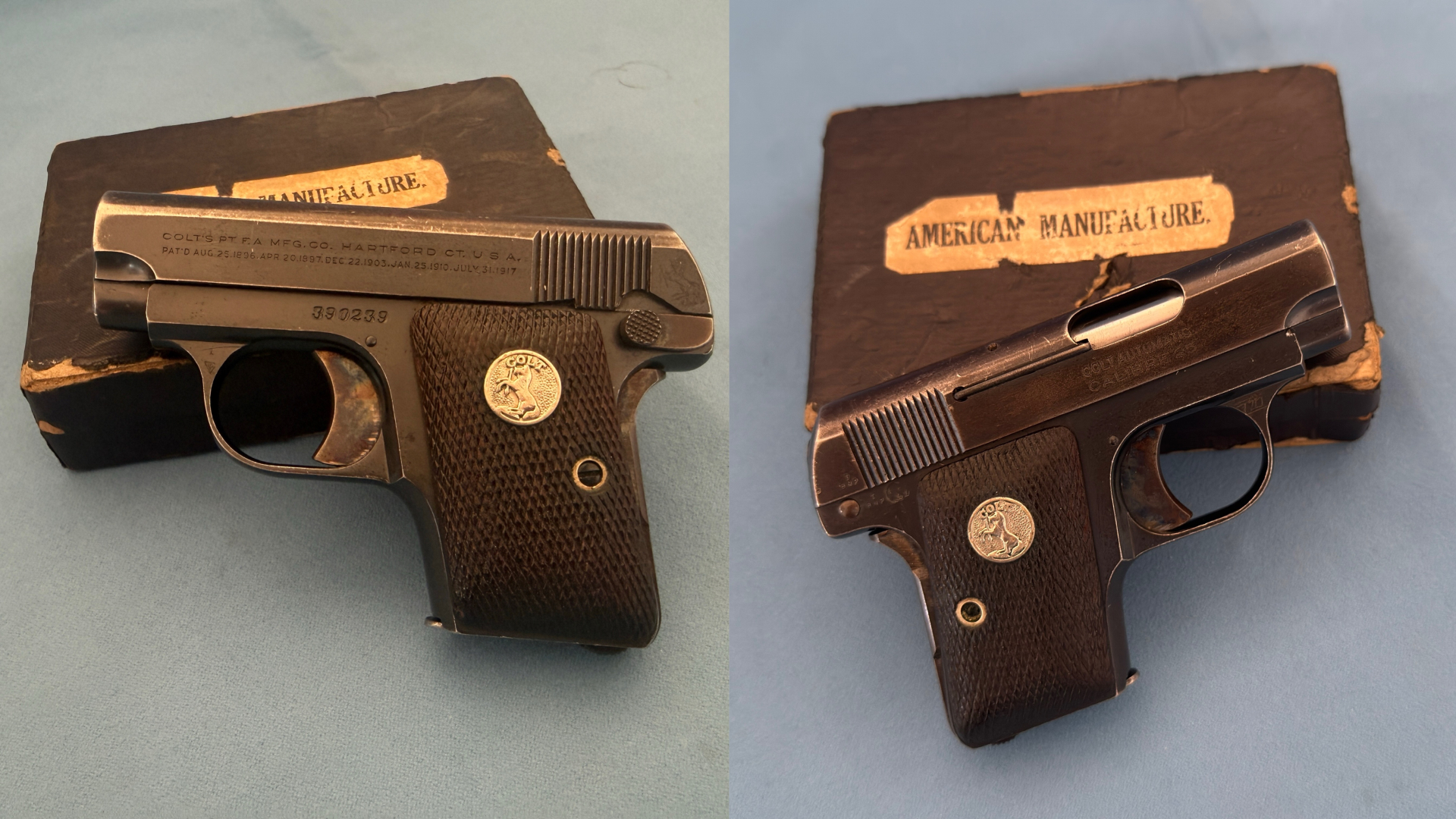 Colt Model 1908 Vest Pocket Hammerless – .25 ACP – Baujahr 1931 – Originalbox – Bild 1