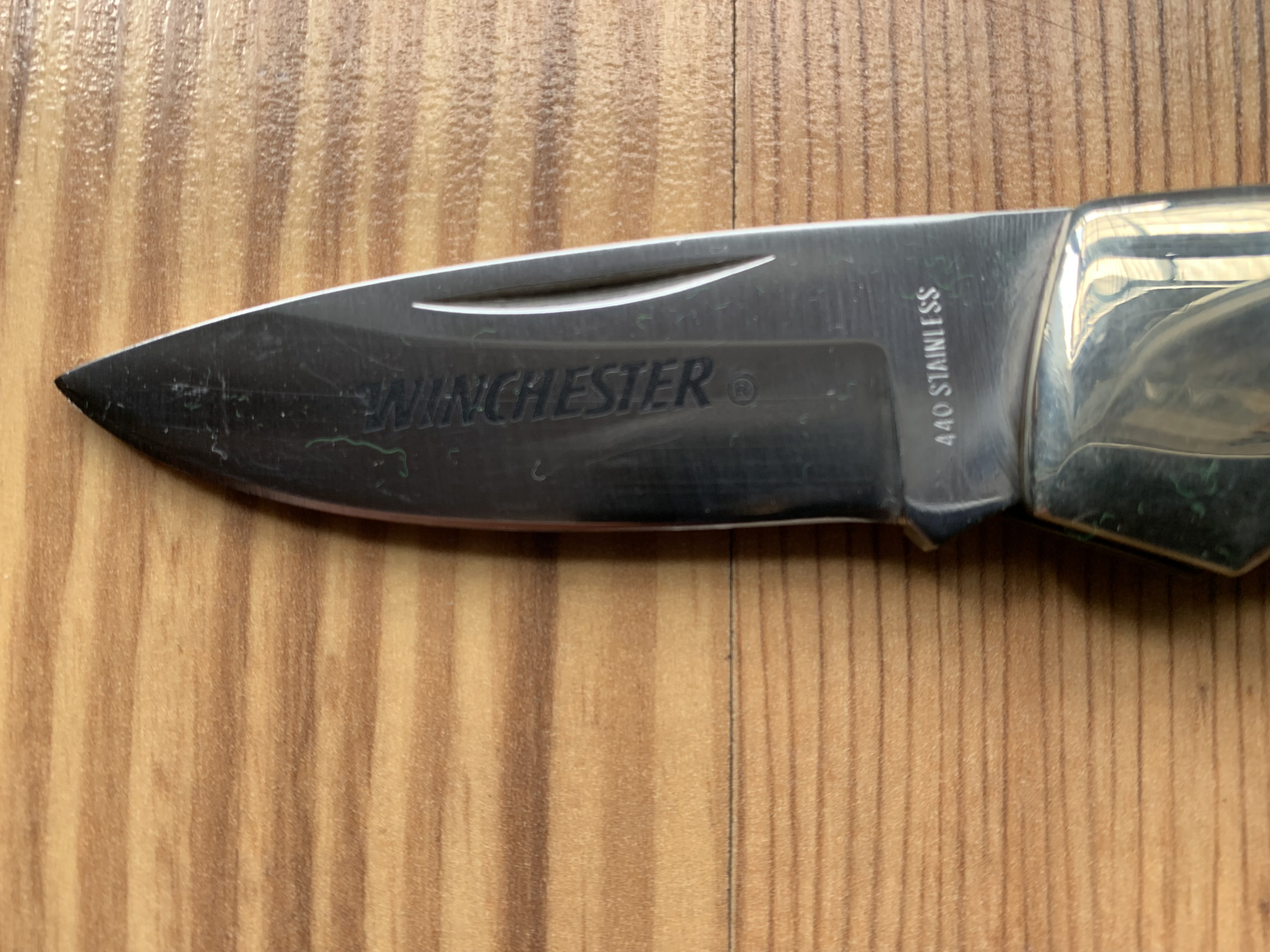 Schönes "WINCHESTER"-Messer mit grünen Holzgriffschalen (in OVP) – Bild 4