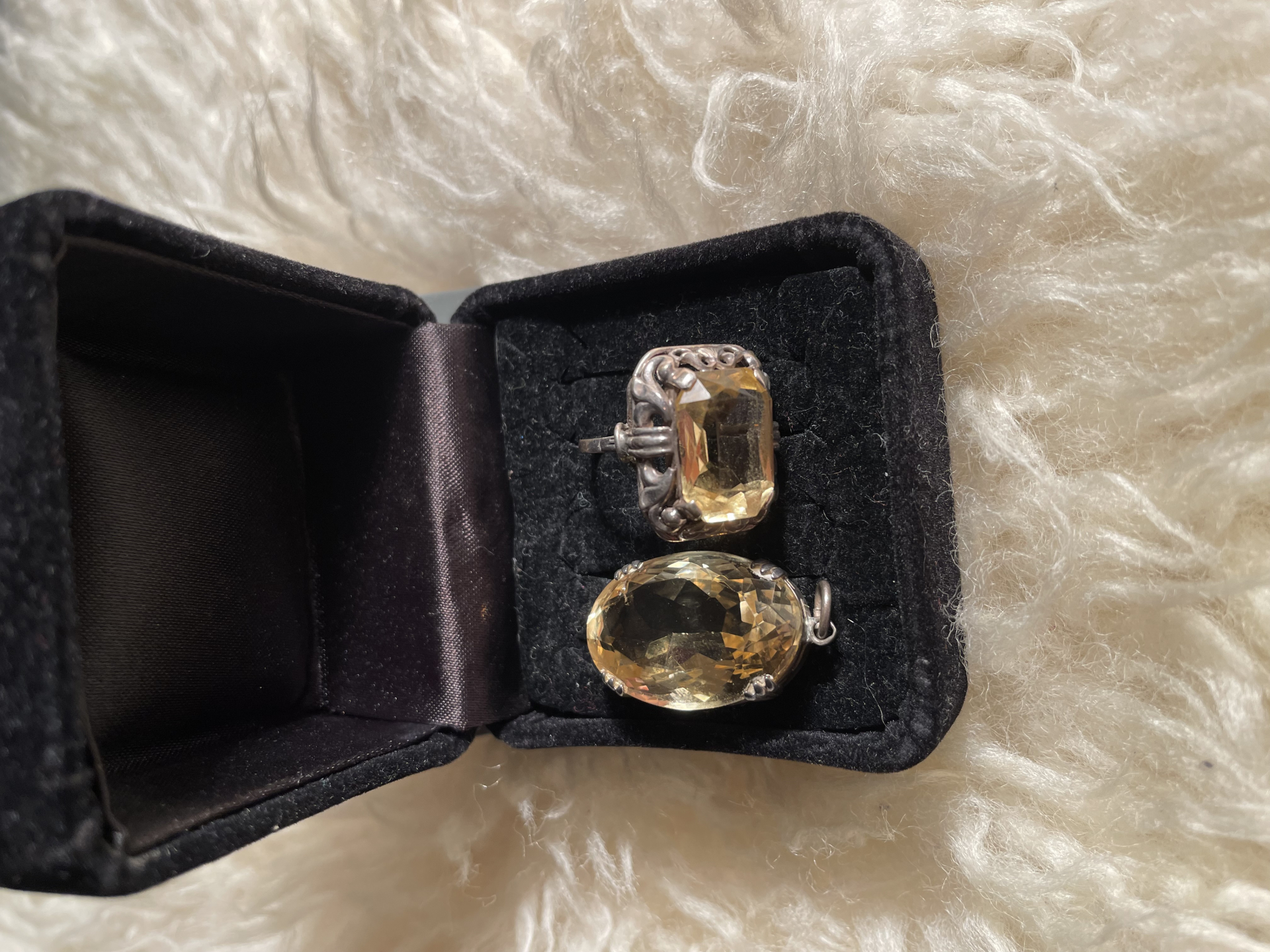 Großer Silber Citrin Ring und Silber Citrin Anhänger – Bild 2