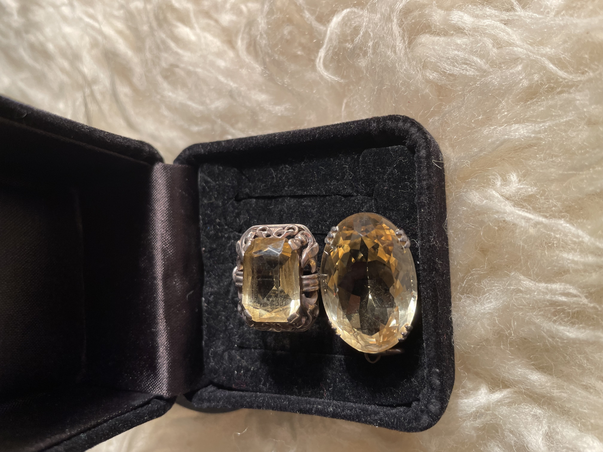 Großer Silber Citrin Ring und Silber Citrin Anhänger – Bild 1