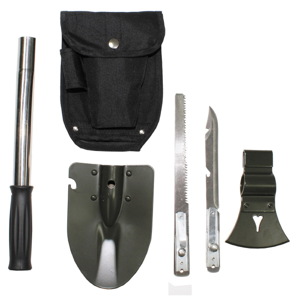 Spaten Beil Säge Messer Stiel + Tasche = SET 6in1 – Bild 1
