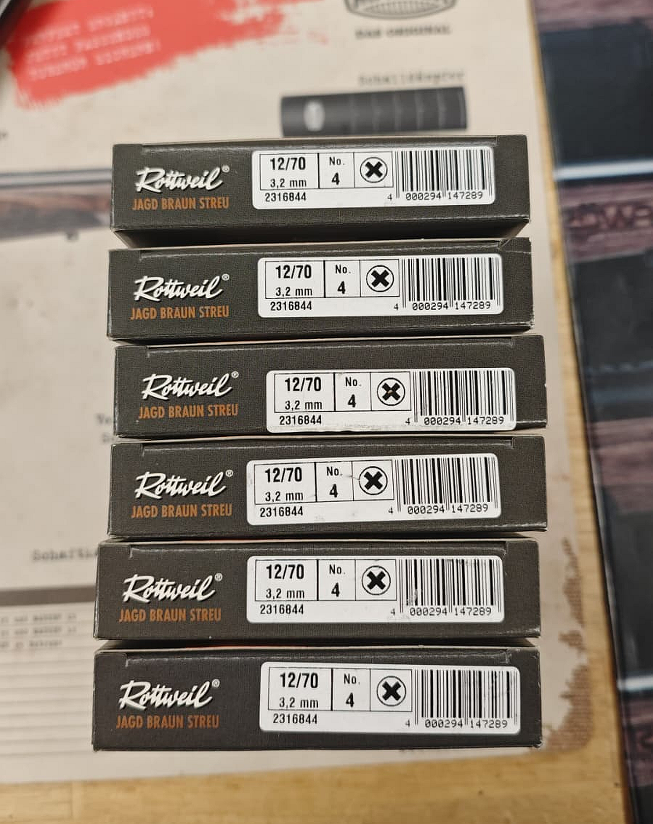 Rottweil Jagd Braun Streu 12/70 34g 3,2 mm 10er Pack – Bild 2