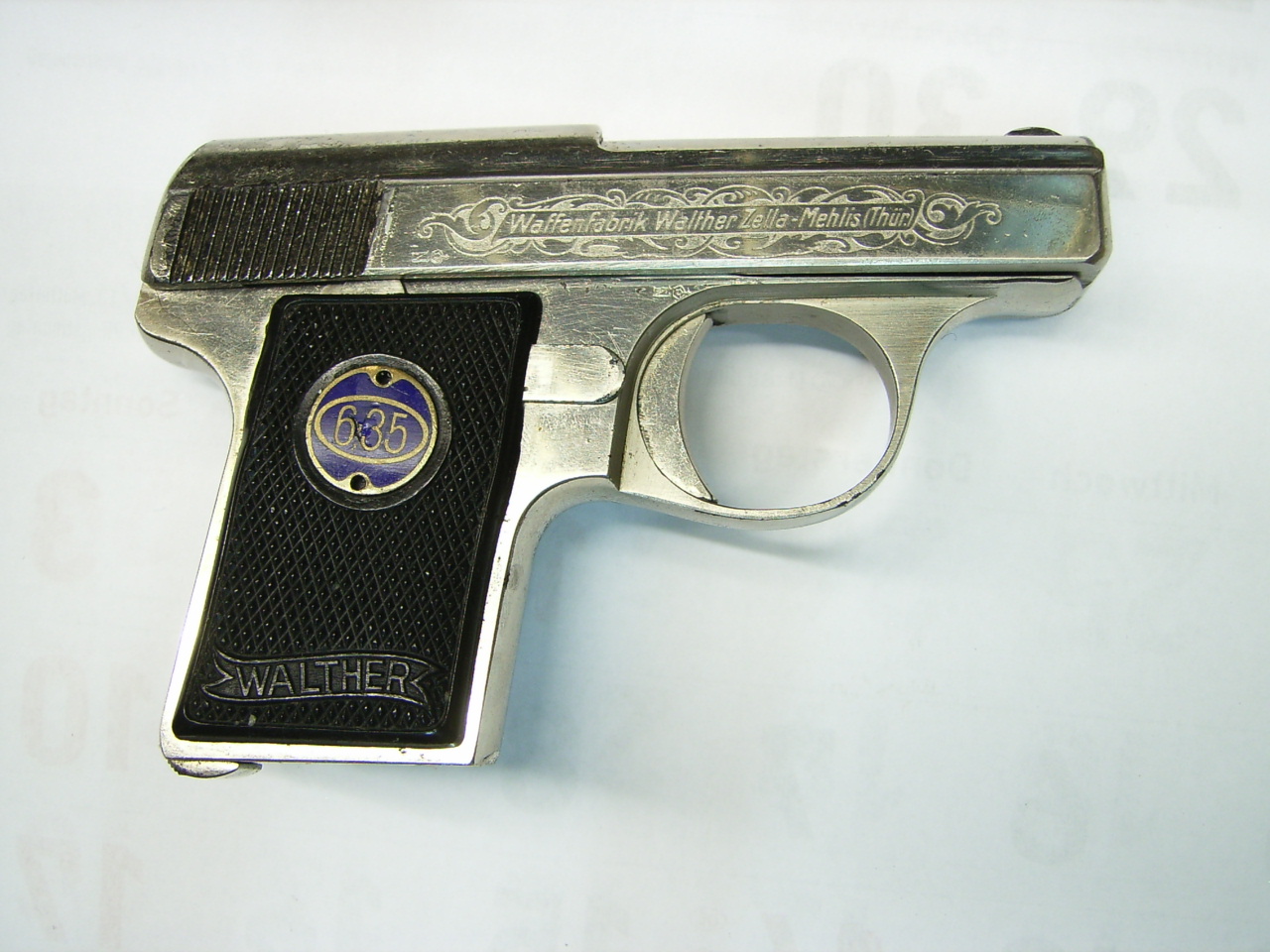 Pistole Walther Mod. 9, verchromt, graviert, Kal. 6,35 mm – Bild 4