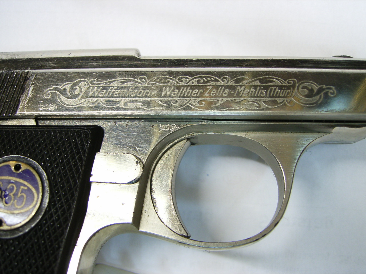 Pistole Walther Mod. 9, verchromt, graviert, Kal. 6,35 mm – Bild 2
