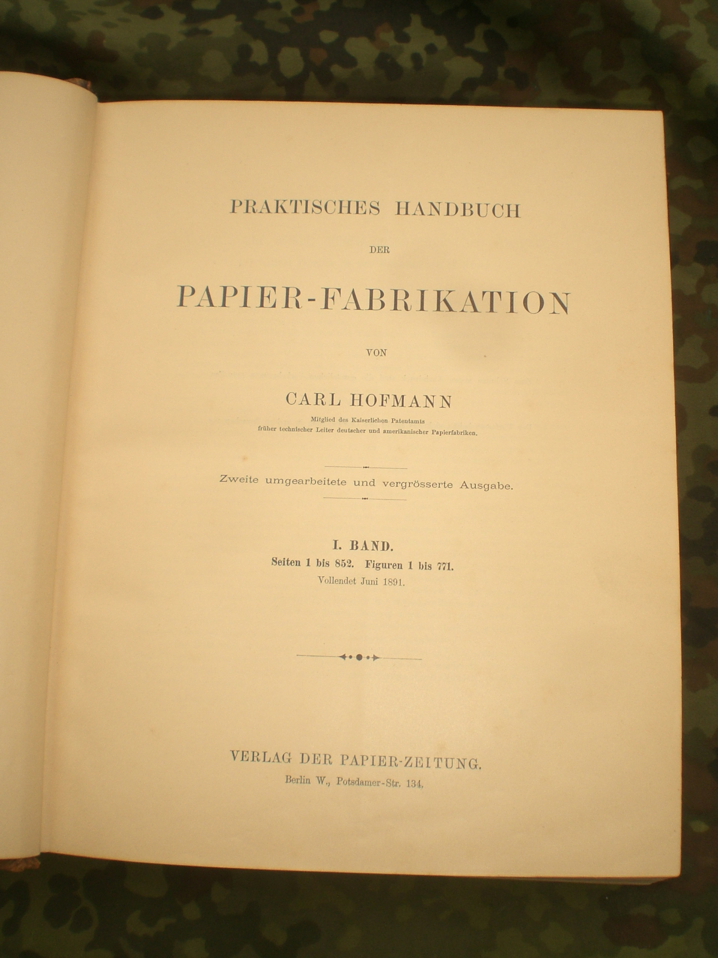 Antiquarisches Buch: Praktisches Handbuch der Papierfabrikation von 1891 – Bild 2