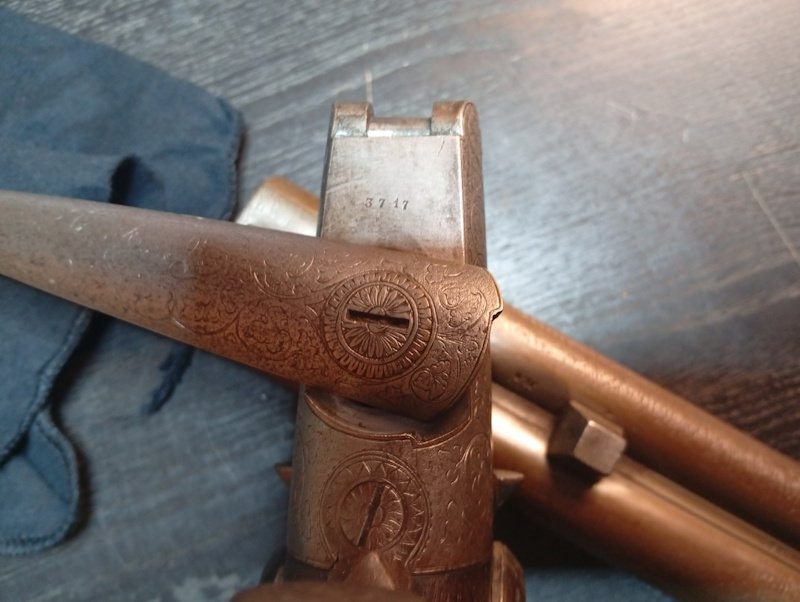RARE FUSIL DE BORGNE à Broche (Système Lefaucheux) – Crosse à Avantage Inversé – – Bild 6