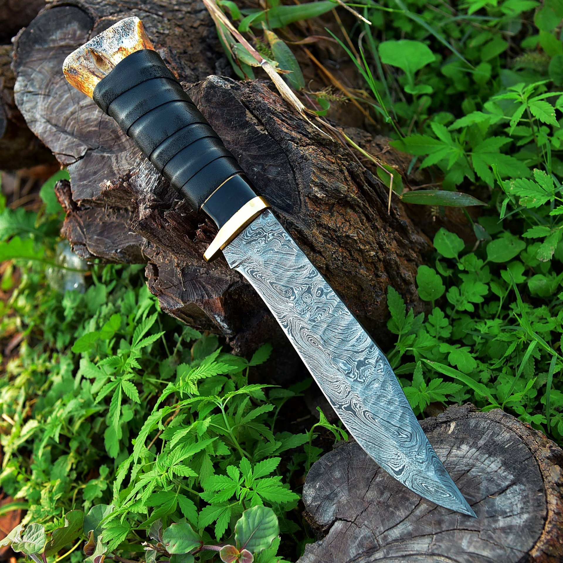 Handmade Damascus Knife Hunting/Bowie/Skinner Knife Eines der schönsten bei egun angebotenen Damast- – Bild 2