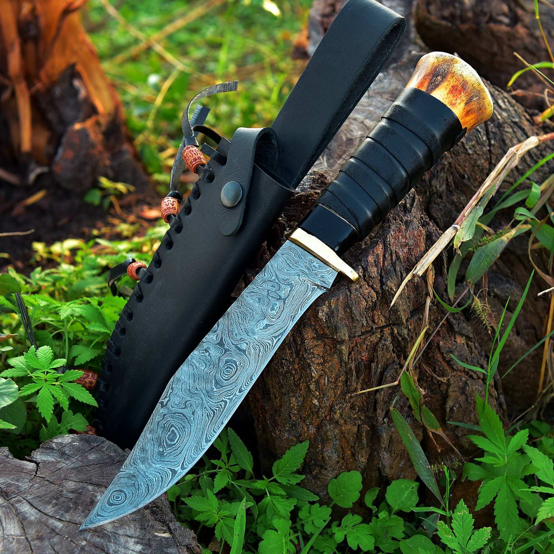 Handmade Damascus Knife Hunting/Bowie/Skinner Knife Eines der schönsten bei egun angebotenen Damast- – Bild 3