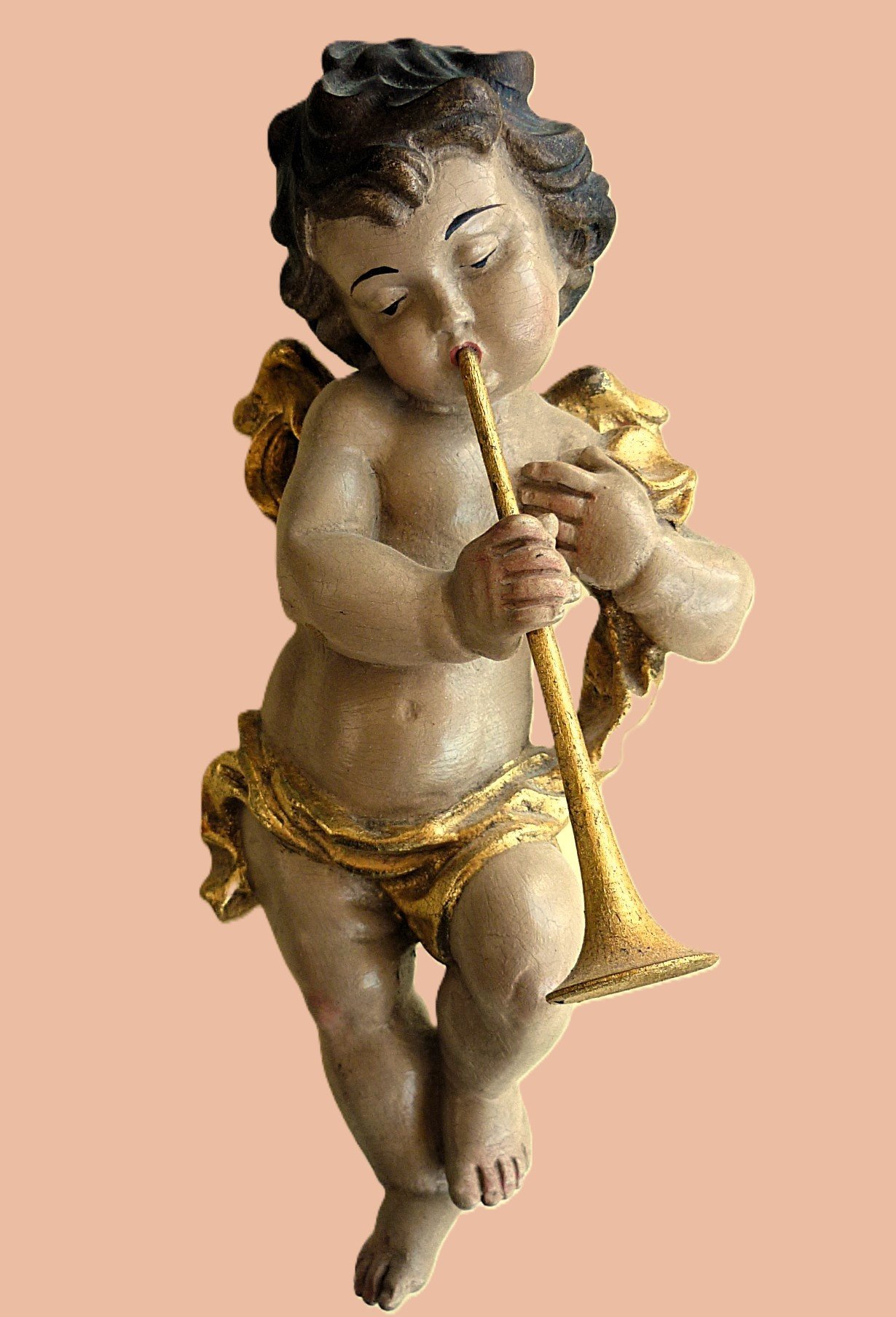 2 Engelfiguren Putto mit Flöte + Geige – Bild 4