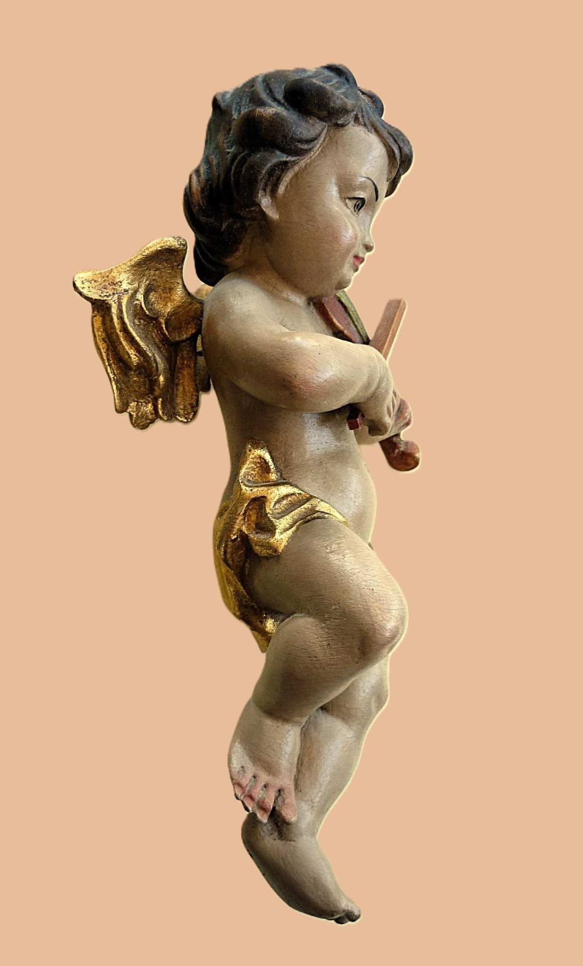 2 Engelfiguren Putto mit Flöte + Geige – Bild 5