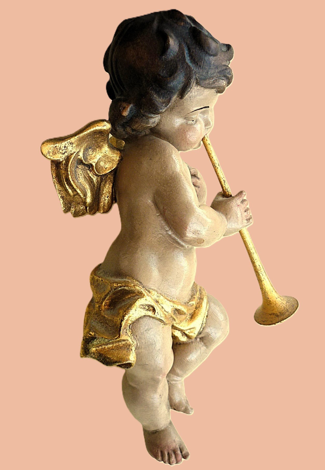2 Engelfiguren Putto mit Flöte + Geige – Bild 3