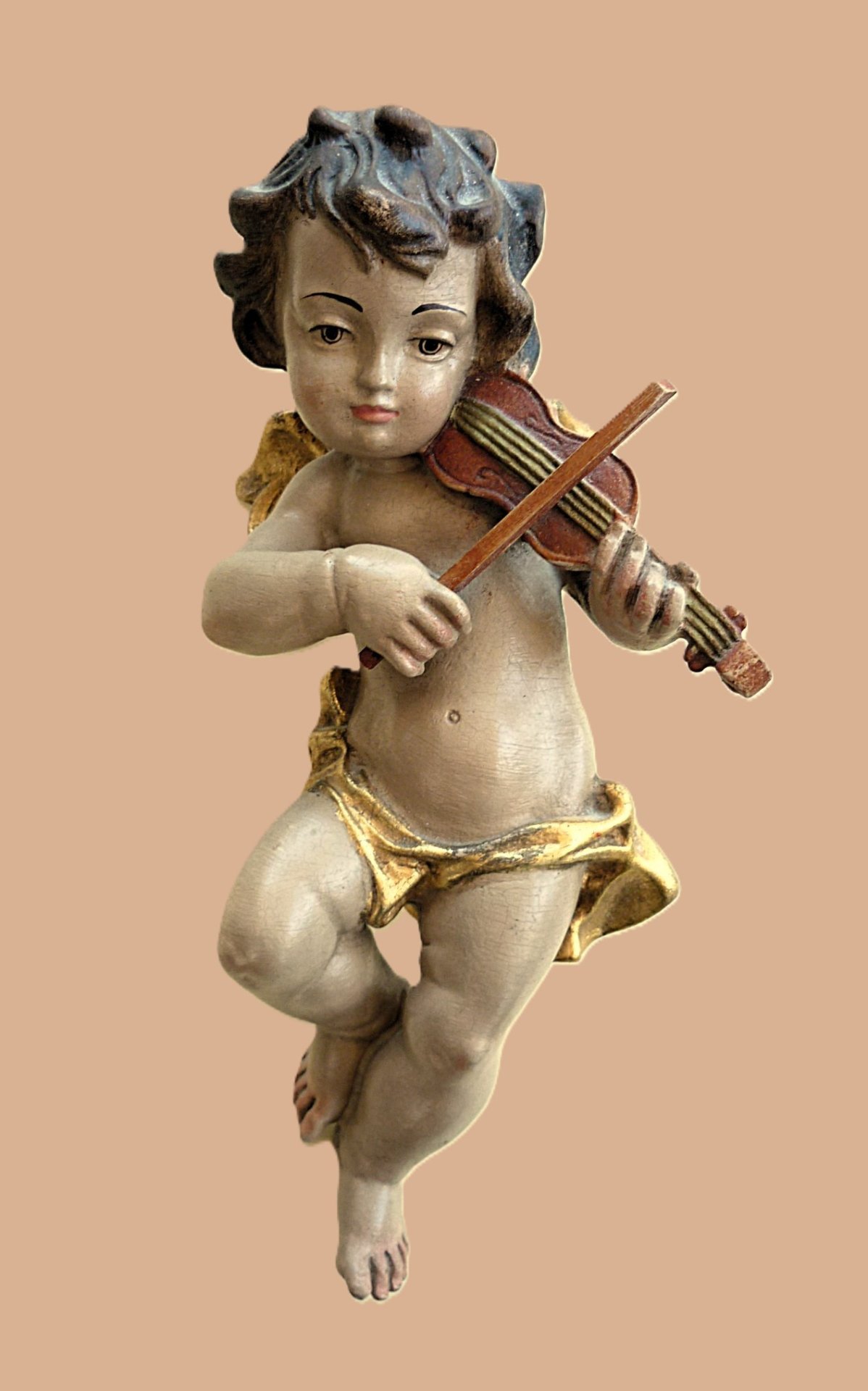2 Engelfiguren Putto mit Flöte + Geige – Bild 6