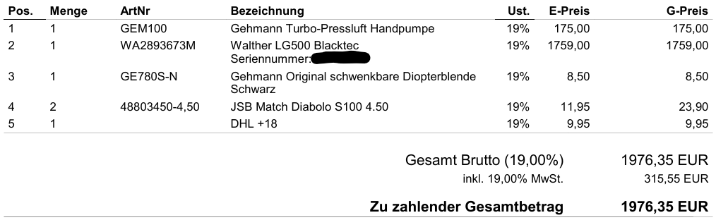 Walther LG500 Blacktec & Zubehör – Bild 1