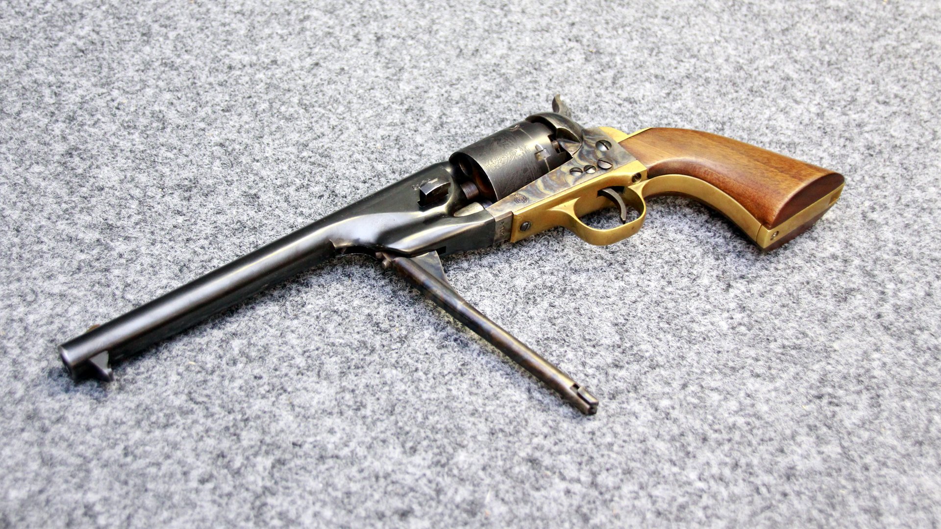 Perkussionsrevolver New Navy Mod. 1861 Kal. .36 – Italienische Replika mit Seeschlacht-Gravur – Bild 1