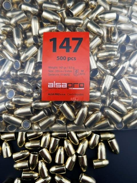 500 Alsa Pro 147gn FMJ RN 9mm Luger .355 Geschosse I kein Geco I kein LOS – Bild 1