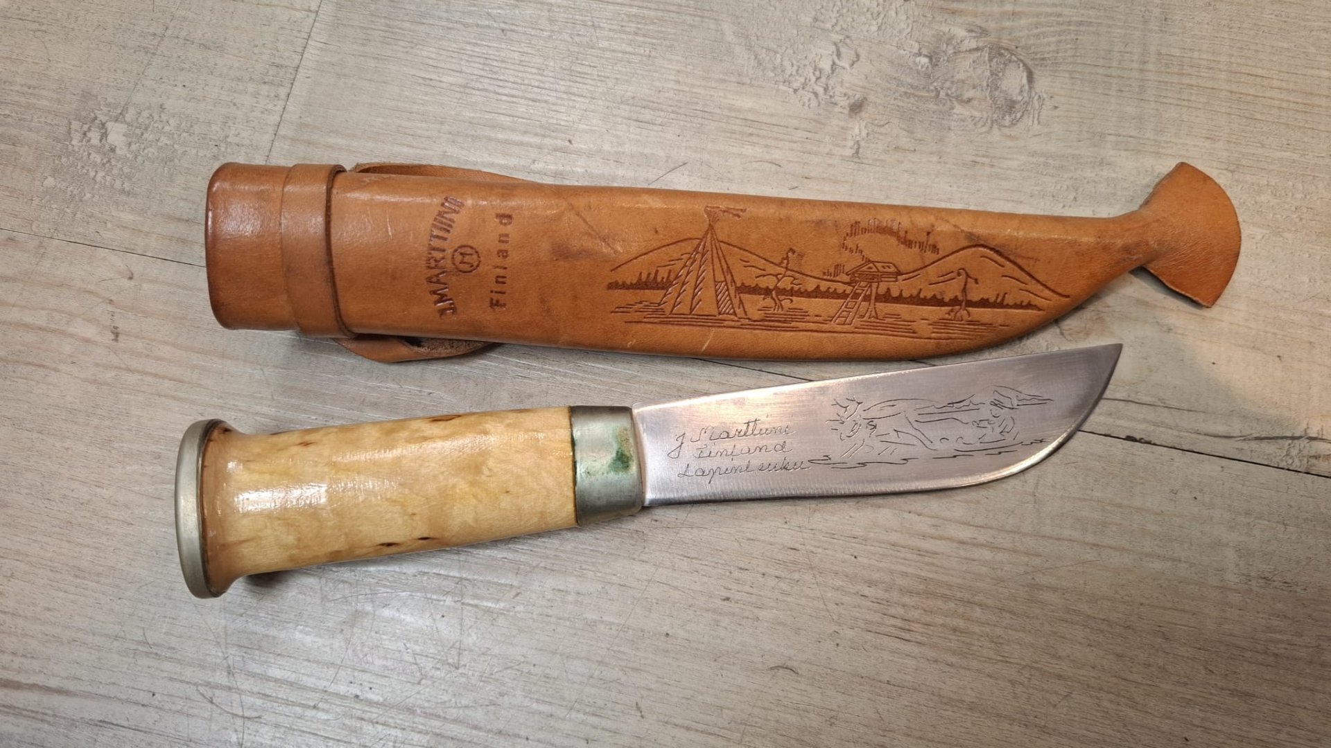 Jagdmesser Marttiini Finnland Finnmesser sauscharf kein Solingen Nicker ähnl. Puma Hirschhorn Leder – Bild 1