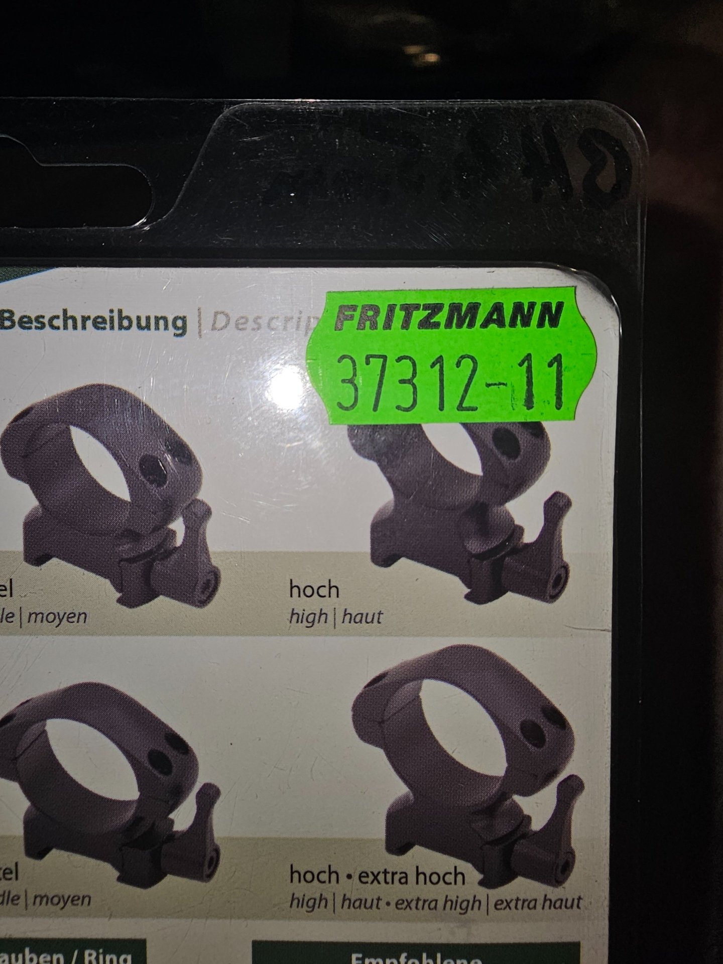 Fritzmann Stahlmontage 30mm BH 4,5mm mit Schnellverschlusshebel – Bild 1