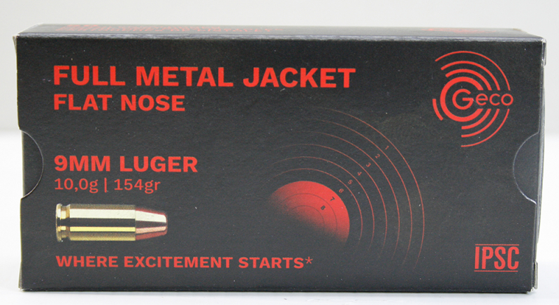 50 Schuss GECO 9mm Luger 9x19 Vollmantel Munition PistolenPatronen IPSC 10,0g 154gr #2317708 283 m/s – Bild 1