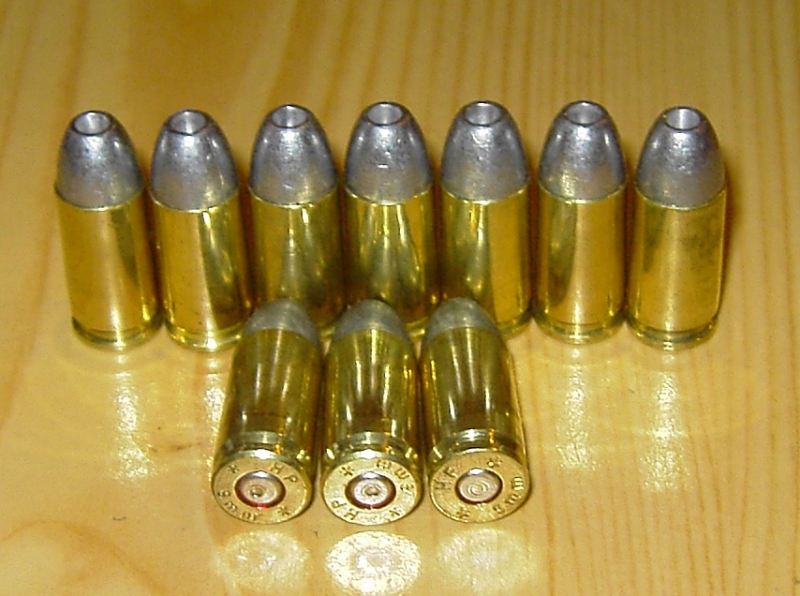 10 Stück 9mm Para / 9mm Luger / 9X19 Dekos Blei HOHLSPITZ und Messinghülse – Bild 1