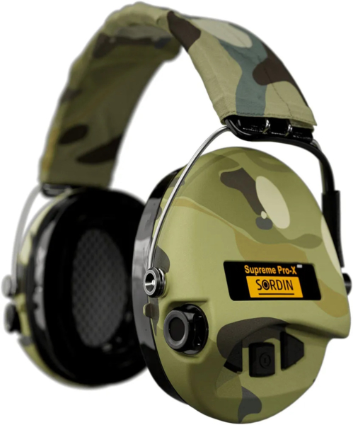 Sordin Supreme Pro-X Gehörschutz - aktiver Jagd-Gehörschützer - EN 352 - Gel-Kissen,Camo-Band/Kapsel – Bild 1