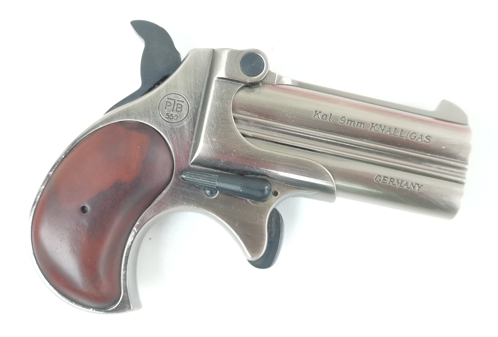 Noris Twinny Derringer Jubiläumsmod. Antik Nickel - Riverboat gambler set 9mm R.K. PTB550 – Bild 3